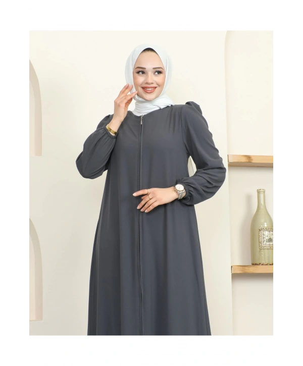 Krep Kumaş Tesettür Ferace / F0134 - Antrasit