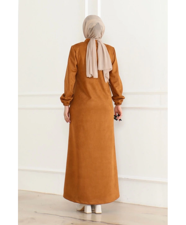 SÜET Kumaş SALAŞ KESİM Ferace / Camel- F0504