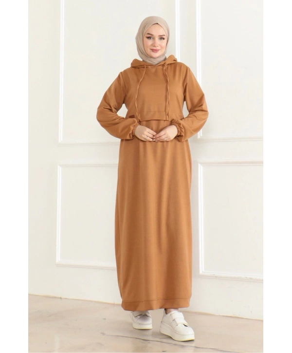 Penye Armalı Spor Elbise / E0501 - Camel