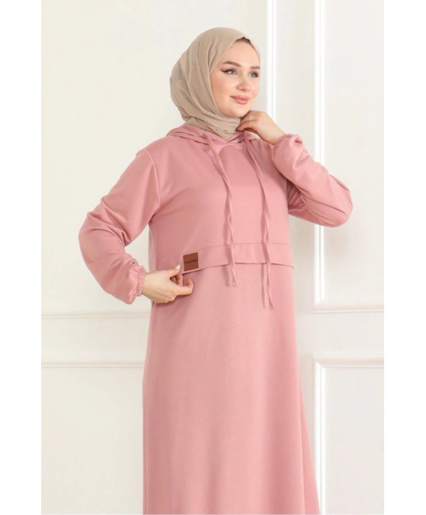 Penye Armalı Spor Elbise / E0501 - Pudra