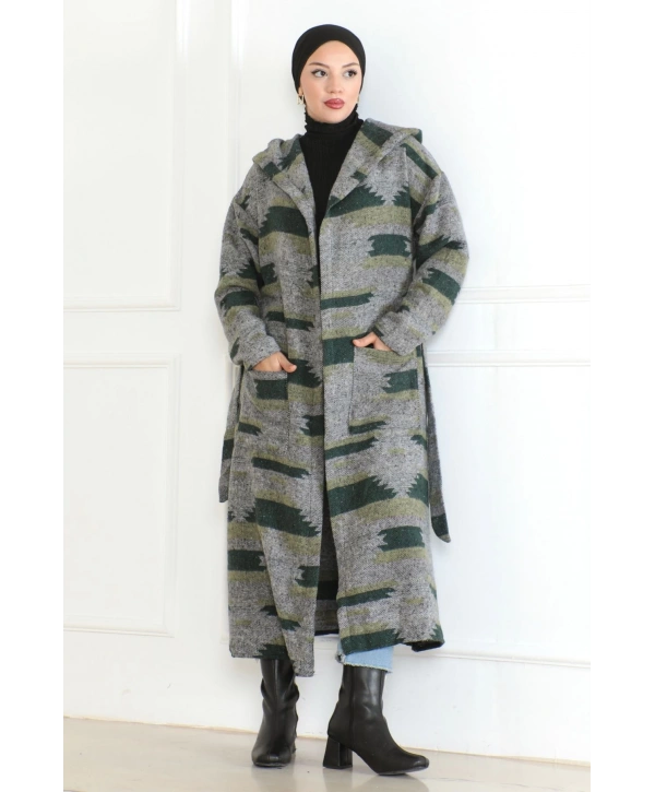 Winter Desen Oduncu Kuşaklı Kap / Haki - F0505