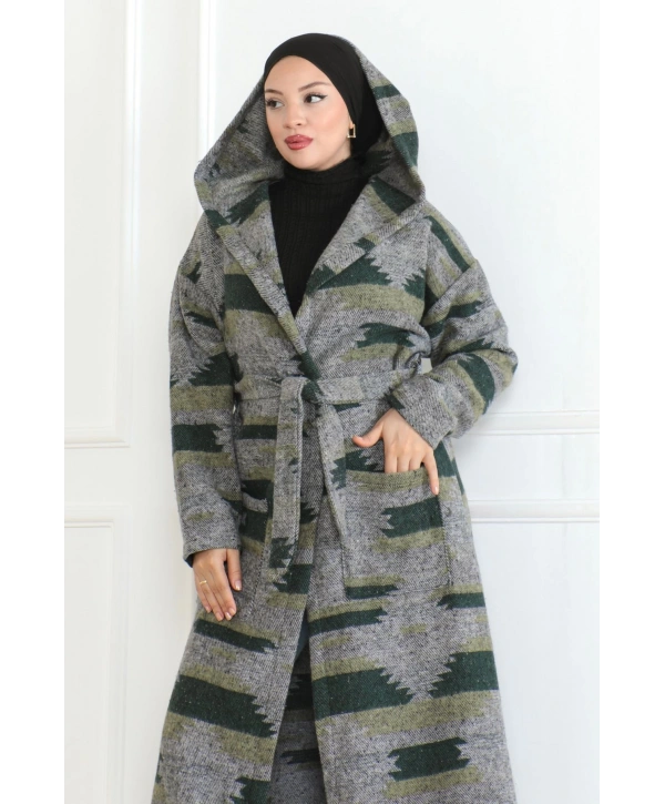 Winter Desen Oduncu Kuşaklı Kap / Haki - F0505