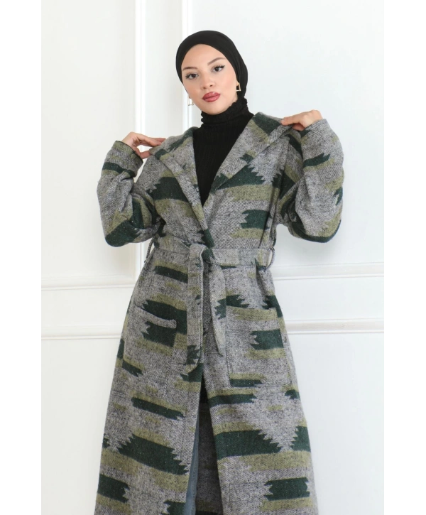 Winter Desen Oduncu Kuşaklı Kap / Haki - F0505