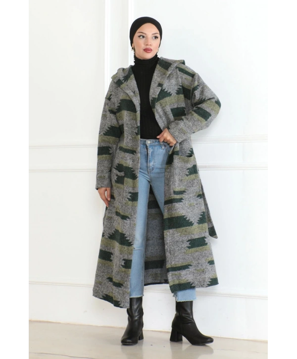 Winter Desen Oduncu Kuşaklı Kap / Haki - F0505