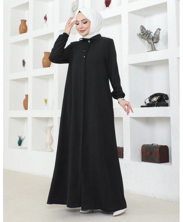 Salaş Kesim Aerobin Kumaş Ferace / Siyah - F137