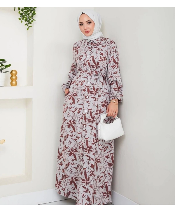 Yeni Sezon Kahverengi Elbise