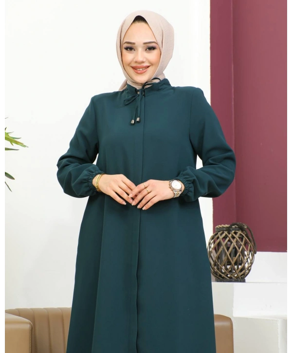 Salaş Kesim Tesettür Ferace / Zümrüt Yeşili-F120