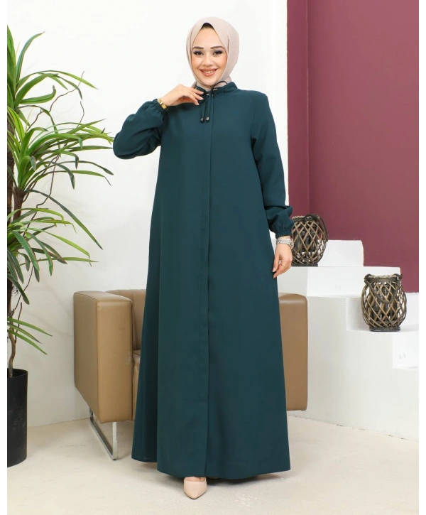 Salaş Kesim Tesettür Ferace / Zümrüt Yeşili-F120