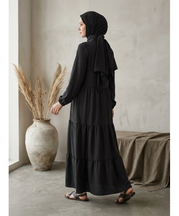 Kat Katlı Ferace - Siyah / F0147