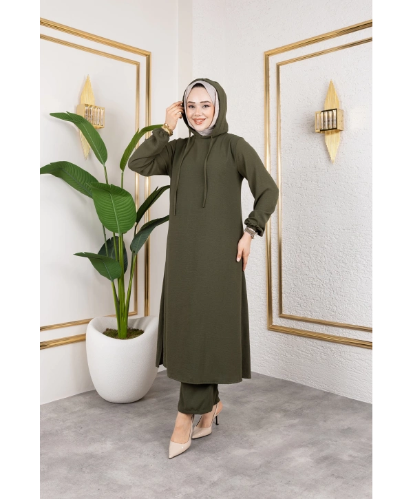 Aerobin Kumaş Uzun İkili Takım - Haki / T0110