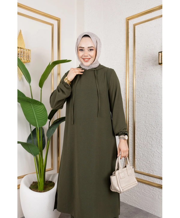 Aerobin Kumaş Uzun İkili Takım - Haki / T0110