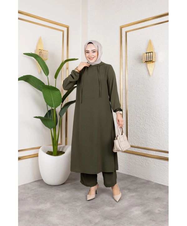 Aerobin Kumaş Uzun İkili Takım - Haki / T0110