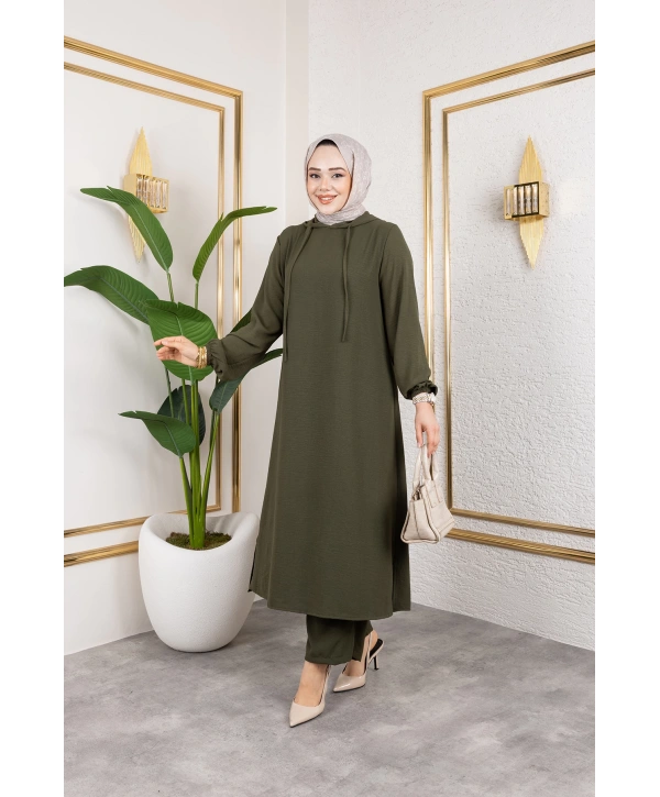 Aerobin Kumaş Uzun İkili Takım - Haki / T0110