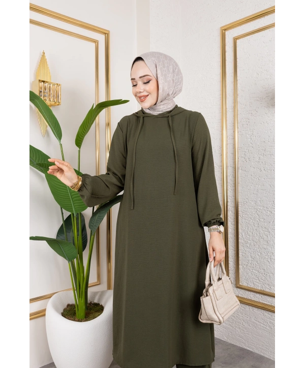 Aerobin Kumaş Uzun İkili Takım - Haki / T0110