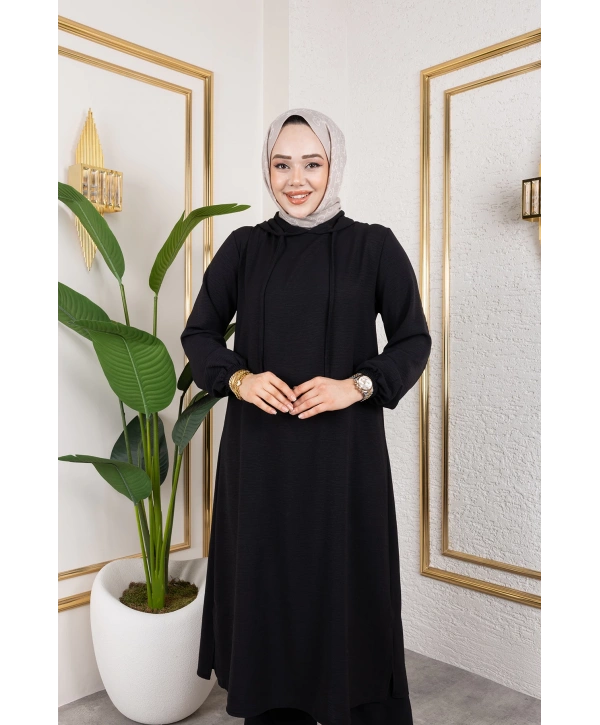 Aerobin Kumaş Uzun İkili Takım - Siyah / T0110