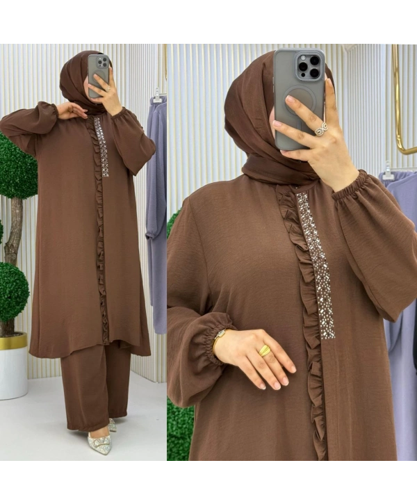 Alt-Üst Aerobin Kumaş Takım / T108 - Kahverengi