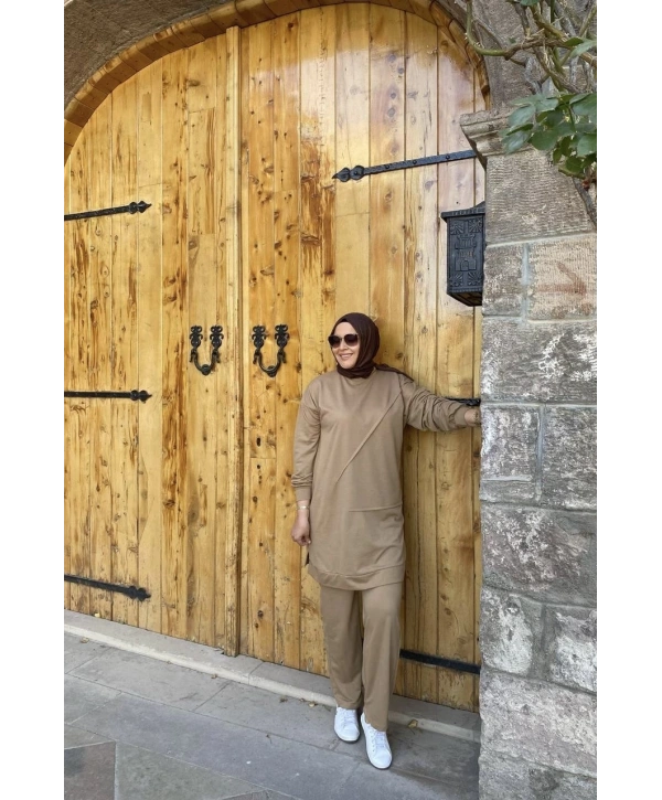 Alt -Üst İkili Takım - Kahverengi