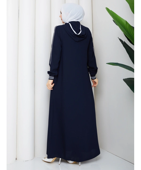 Biyeli Ribana Detaylı Ferace - Lacivert / F0128