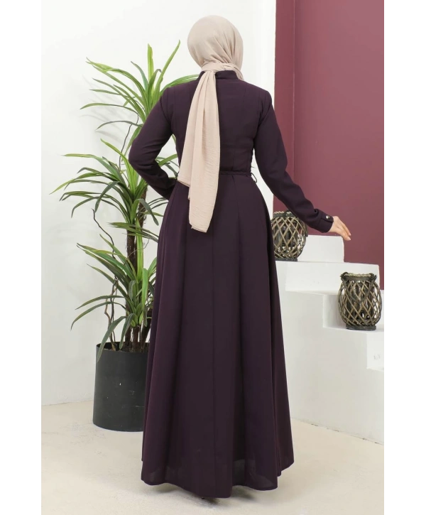 Burgu Kemerli Dokuma Kumaş Mevsimlik Mevlana Ferace - Mürdüm / F0131