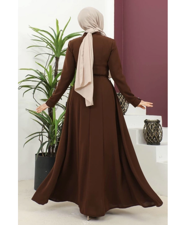 Burgu Kemerli Dokuma Kumaş Mevsimlik Mevlana Ferace - Taba / F0131