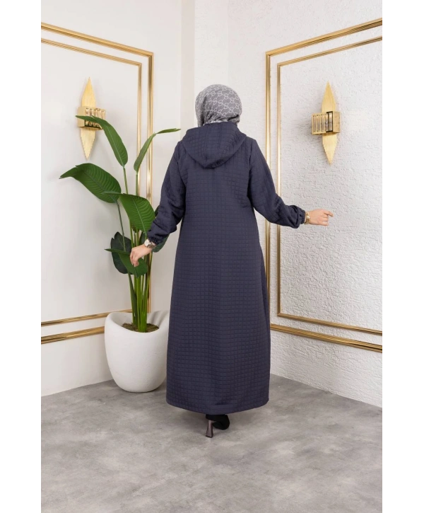 Kapüşonlu Kapitone Mont / Gri-M104