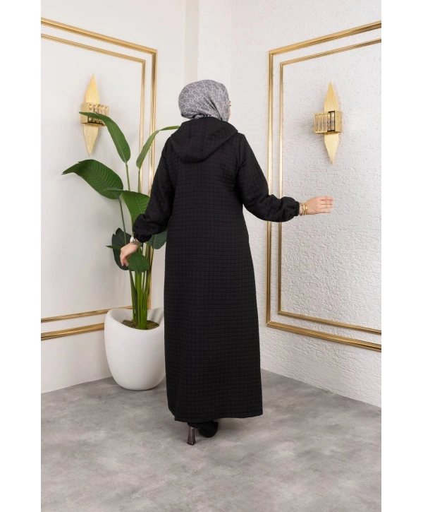 Kapüşonlu Kapitone Mont / Siyah-M104