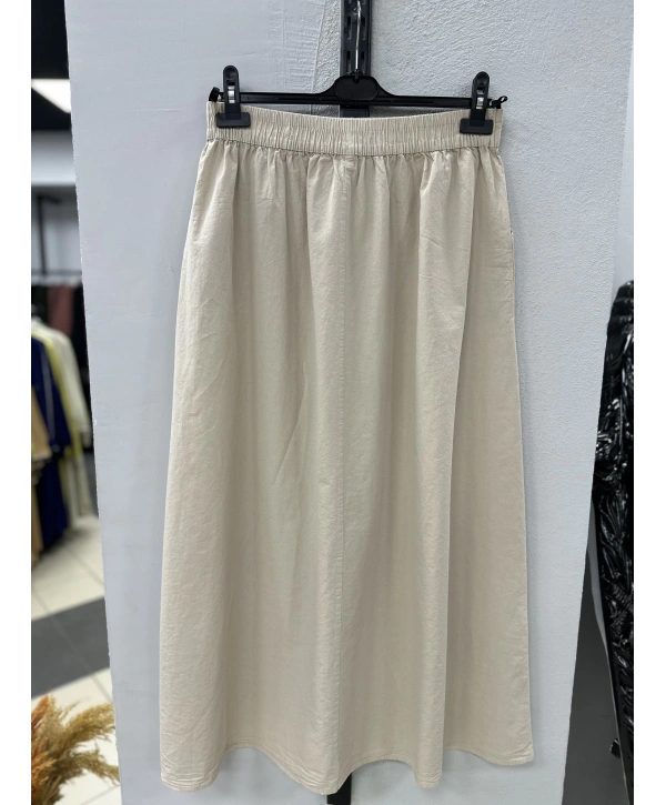 Keten Kumaş Paraşüt Etek - Bej / A0102