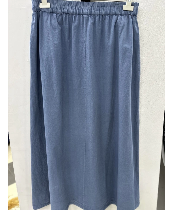 Keten Kumaş Paraşüt Etek - Mavi / A0102