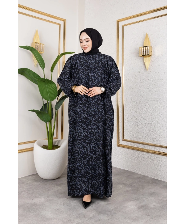 Robalı Desenli Viskon Elbise - Gri / E0126