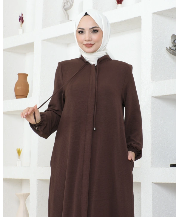 Salaş Kesim Aerobin Kumaş Ferace / Acı Kahve - F137