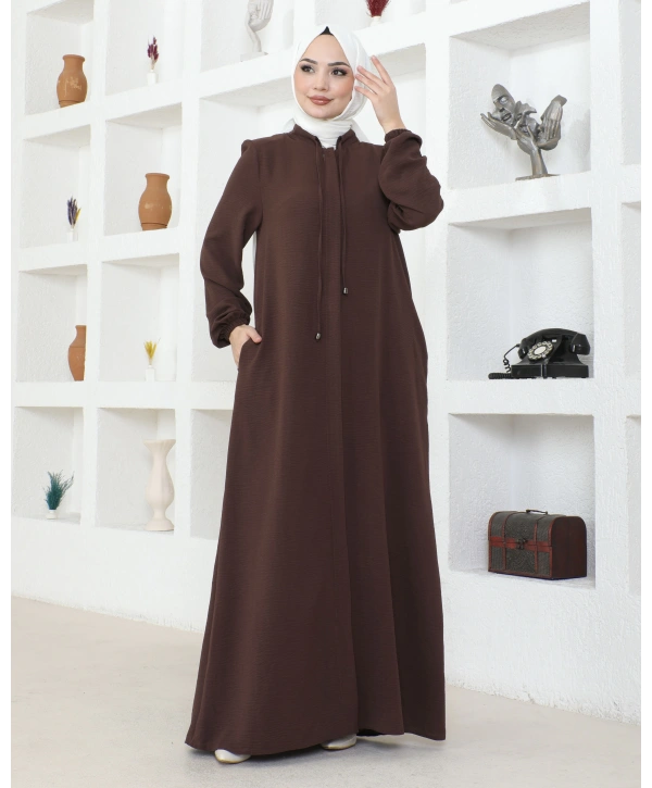 Salaş Kesim Aerobin Kumaş Ferace / Acı Kahve - F137