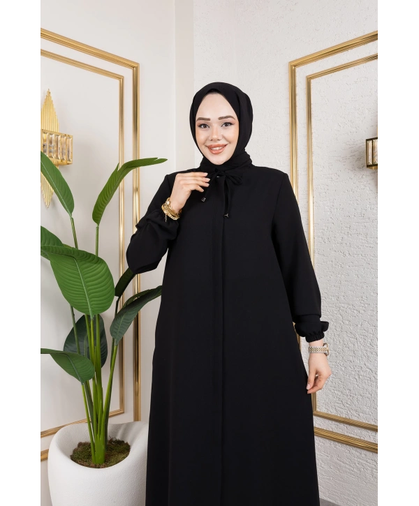 Salaş Kesim Tesettür Ferace - Siyah