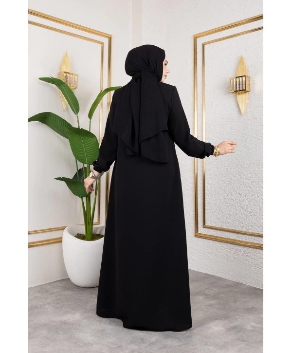 Salaş Kesim Tesettür Ferace - Siyah