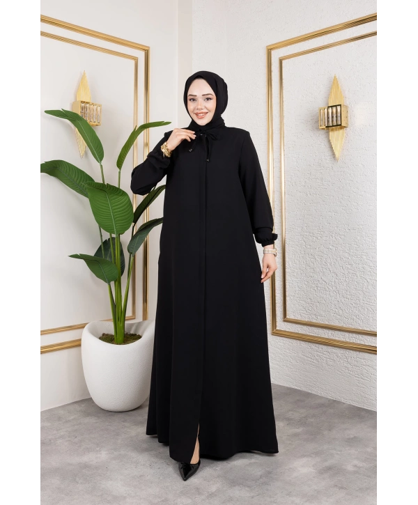 Salaş Kesim Tesettür Ferace - Siyah