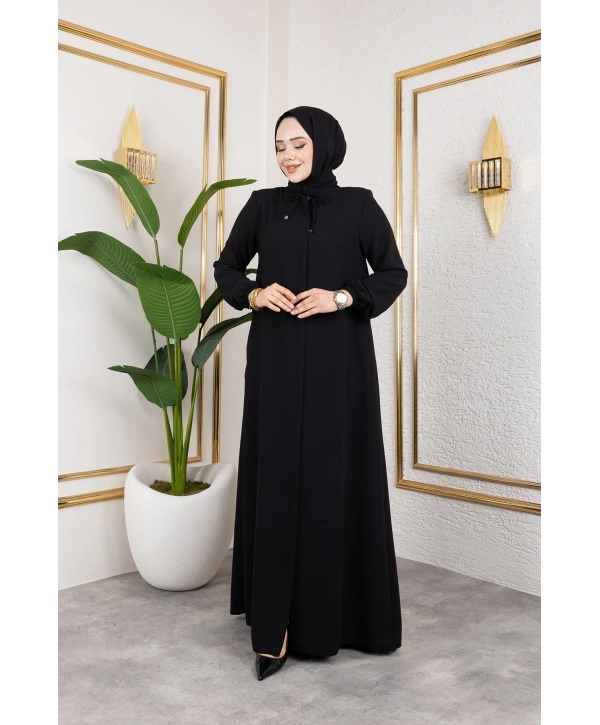 Salaş Kesim Tesettür Ferace - Siyah