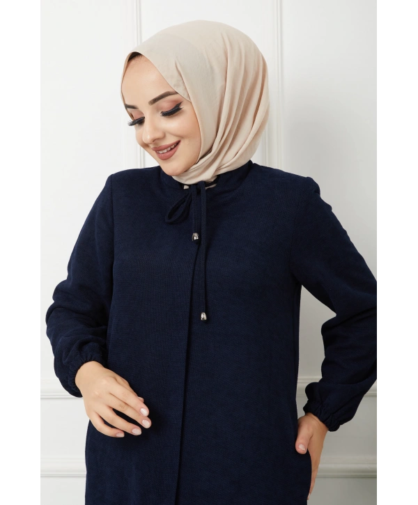 Şönil Kumaş Kışlık Comfort Ferace / Lacivert - F0501