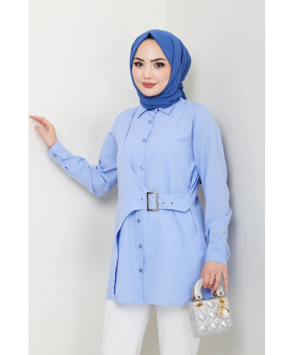 Tokalı Tasarım Gömlek - Bebe Mavisi / Ü0101