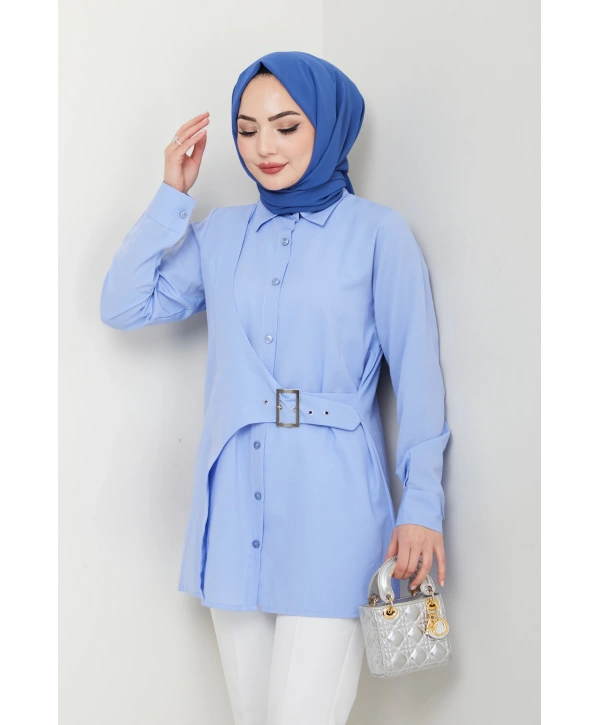 Tokalı Tasarım Gömlek - Bebe Mavisi / Ü0101