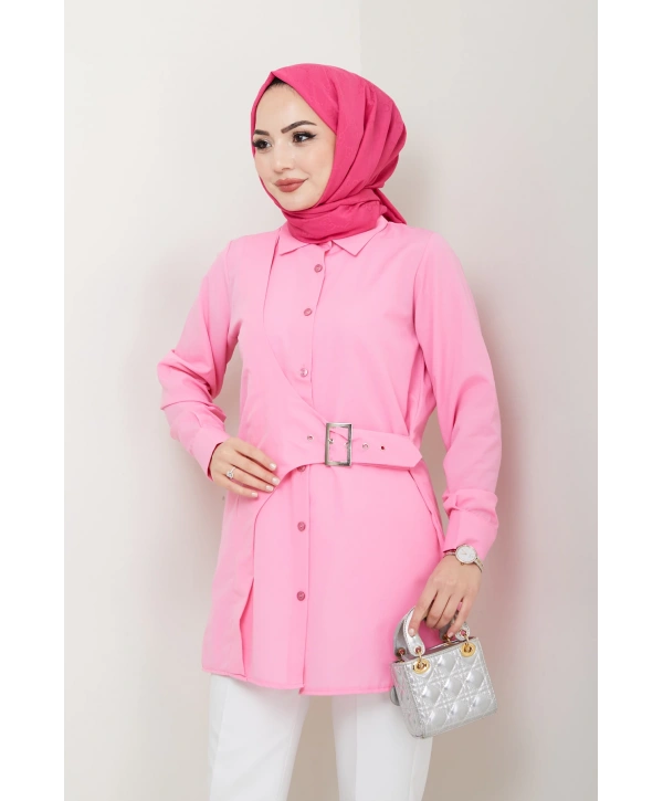 Tokalı Tasarım Gömlek - Pudra / Ü0101