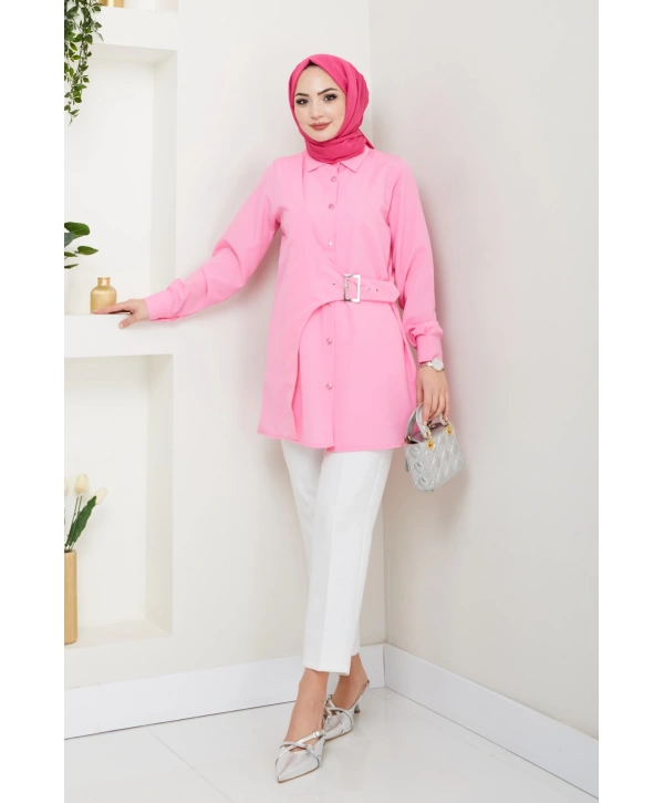 Tokalı Tasarım Gömlek - Pudra / Ü0101