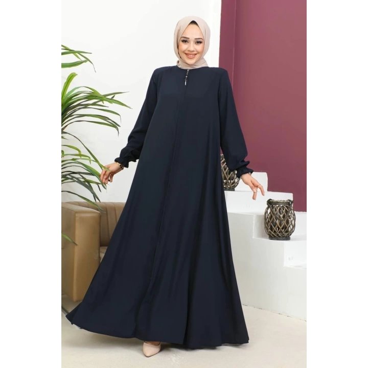 Medine İpeği Mevlana Ferace - Lacivert / F0123