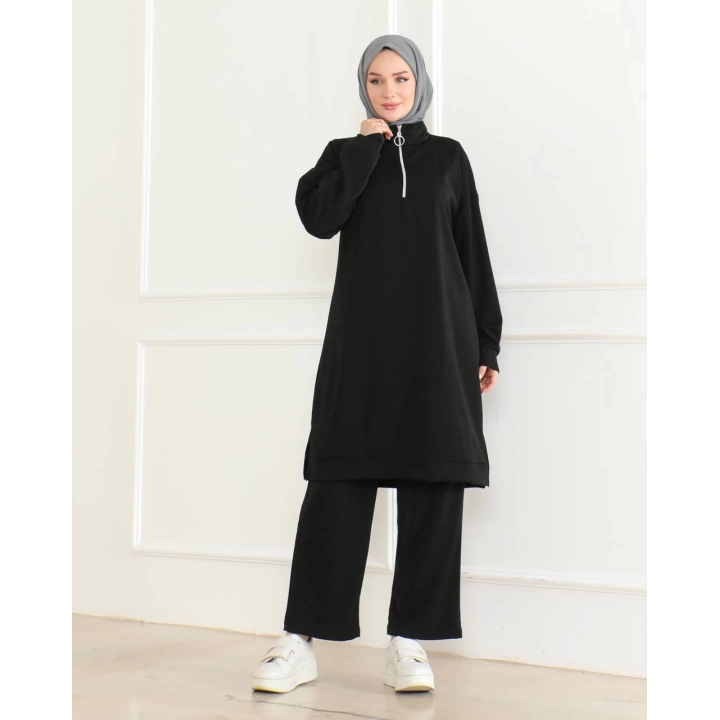 Dokuma iki ip Kumaş İkili Takım -Siyah / T0103