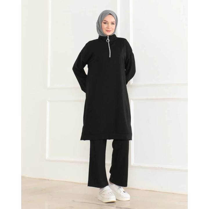 Dokuma iki ip Kumaş İkili Takım -Siyah / T0103