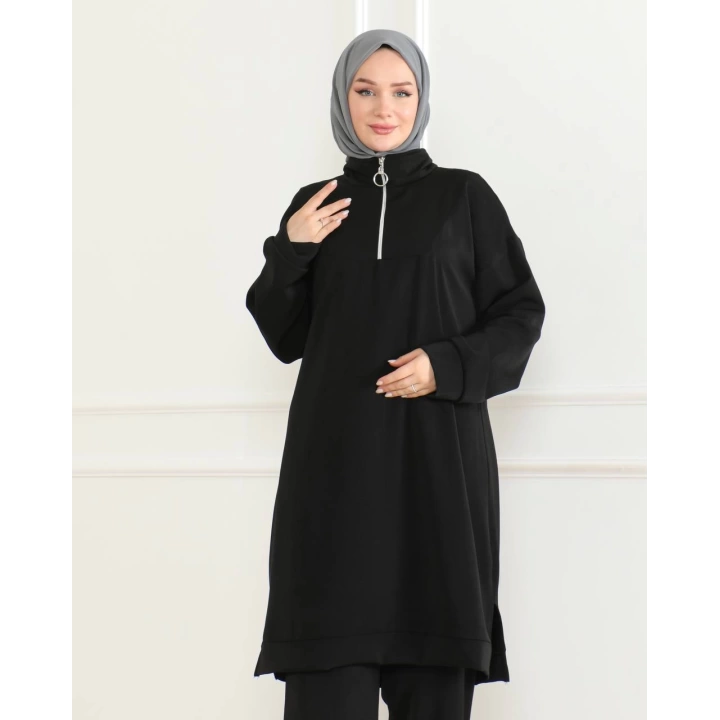 Dokuma iki ip Kumaş İkili Takım -Siyah / T0103