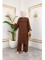 Ayrobin Kumaş İnci Detaylı Takım / T112 - Kahverengi