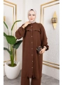 Ayrobin Kumaş İnci Detaylı Takım / T112 - Kahverengi