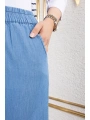 Beli Lastikli Keten Pantolon - Açık Mavi / A0104