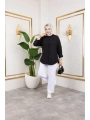 Beli Lastikli Kanvas Pantolon - Beyaz / A0104