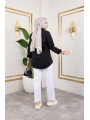 Beli Lastikli Kanvas Pantolon - Beyaz / A0104