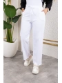 Beli Lastikli Kanvas Pantolon - Beyaz / A0104